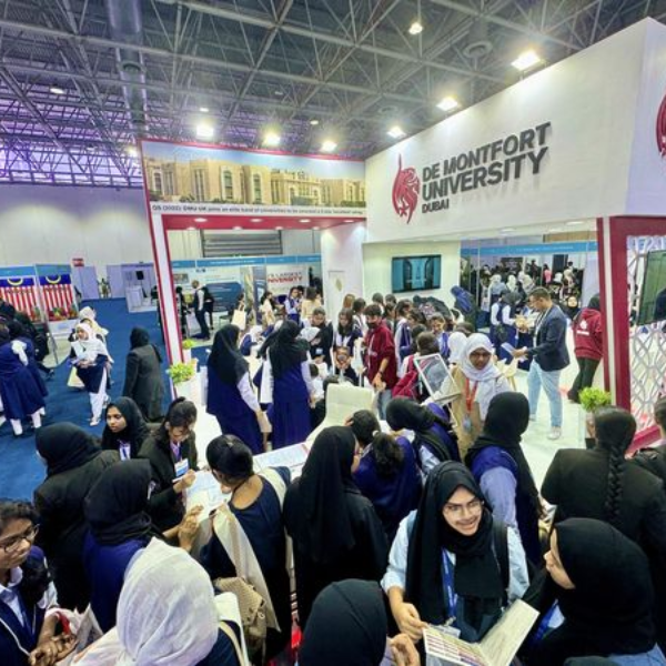 A sneak peek into the positive atmosphere at the DMU Dubai stand during the International Education Show Sharjah!